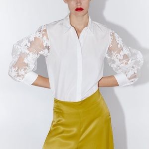 Zara Button down with Organza Sleeves